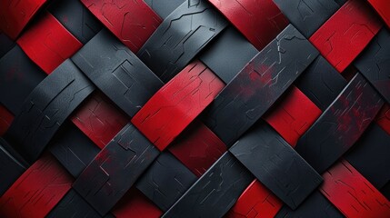 Abstract geometric background with red and black, Generative AI