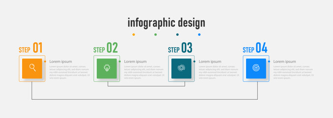 Modern infographic business template and data visualization with 4 options. can be used for work flow diagram, info chart, web design. vector illustration. Premium Vector
