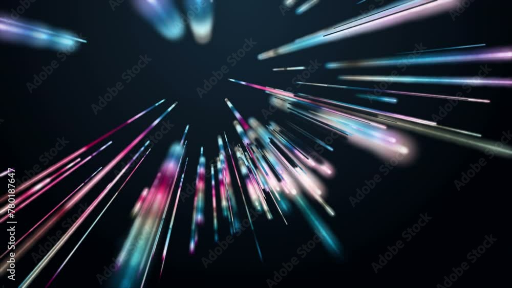 Aufkleber futuristic video animation with glowing stripe objects in slow motion, 4096x2304 loop 4k