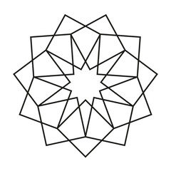 Fototapeta premium black geometric illustration with angled corners. vector for logos, decoration, symbols. Symmetrical, abstract, mandala, stained glass illustration