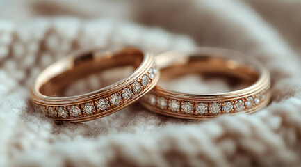 A pair of  gold diamond wedding rings