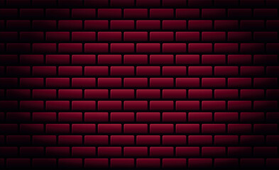 bricks background with red color, modern neon effect brick wall