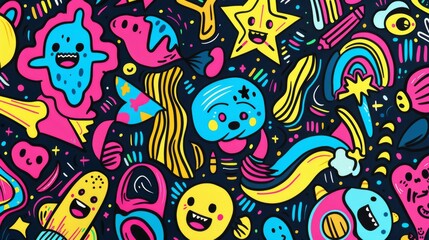 Fototapeta premium Vibrant Doodle Art with Playful Elements