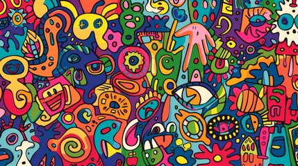 Naklejka premium Vibrant Abstract Doodle Art