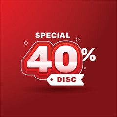 Discount sale price promotion label and tag design 40 percent