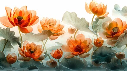 Digital lotus leaves in glass abstract graphic poster web page PPT background