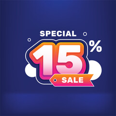 Discount sale price promotion label and tag design 15 percent