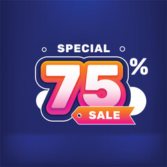 Discount sale price promotion label and tag design 75 percent