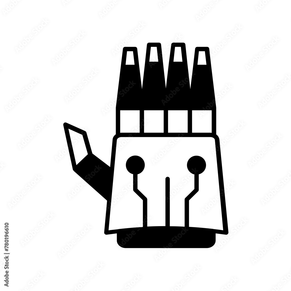 Poster robotic hand icon. black fill icon