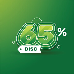 Discount sale price promotion label and tag design 65 percent