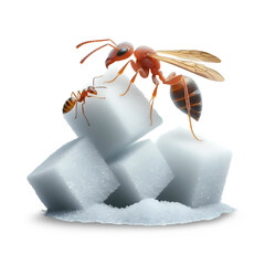 Ant with sugar ore 3d render idea, Ants like sweets.