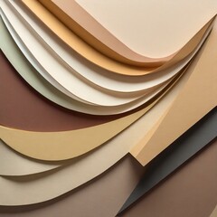 an abstract colored paper texture background in a minimal paper cut style composition. Utilize layers of geometric shapes and lines in shades of beige and umber colors to construct the scene. Render t