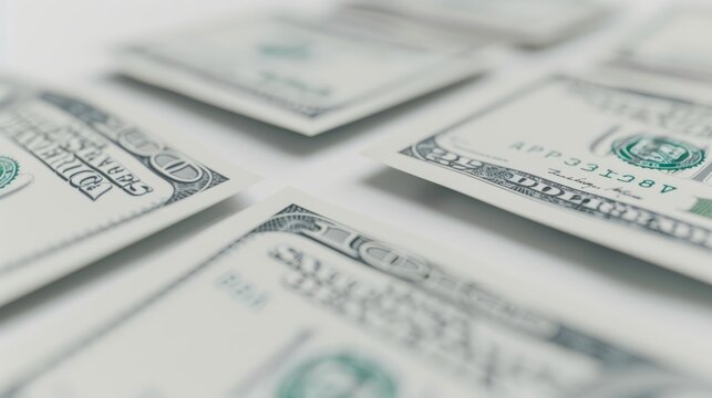 Hyperrealistic 3D Render of Dollar Bills: Professional, High-Resolution Stock Photo