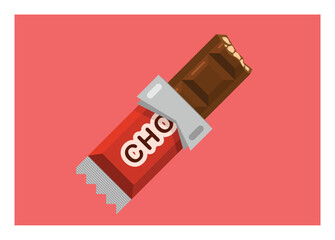 Bitten cashew chocolate bars. Simple flat illustration
