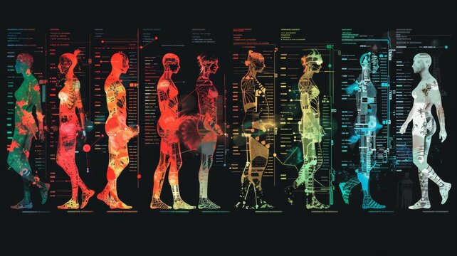 AI evolving through different stages, depicted as a metamorphosis from basic algorithms to advanced neural networks, with each stage represented visually.