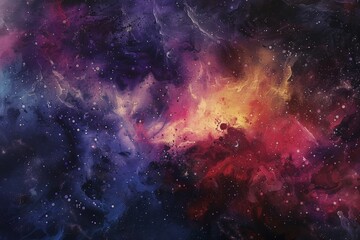 A cosmic nebula reimagined as a splash of colorful paint on a canvas - obrazy, fototapety, plakaty