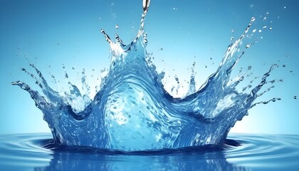 Splashing blue sparkling pure water. Abstract nature background. 3d render illustration - obrazy, fototapety, plakaty