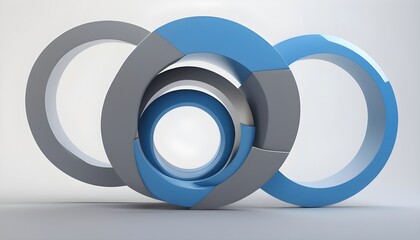 A ring of multiple cylinders Contemporary art harmony of geometry Blue and gray Abstract, Elegant and Modern 3D Rendering imagehigh Resolution 3D rendering image - Powered by Adobe