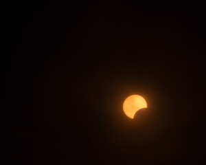 Solar Eclipse beginnings 2024; moon and sun