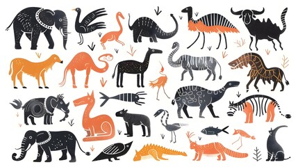 Whimsical Scribble Inspired Creatures An Illustrated Compilation of Diverse Animals and Wildlife Generative ai