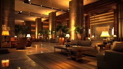 3d rendering of hotel interior.