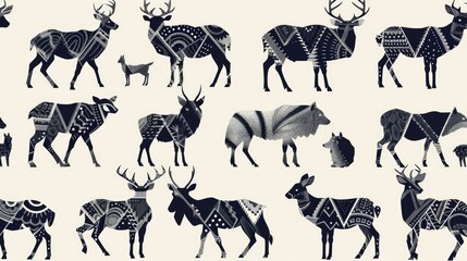 A pattern of stylized geometric animals