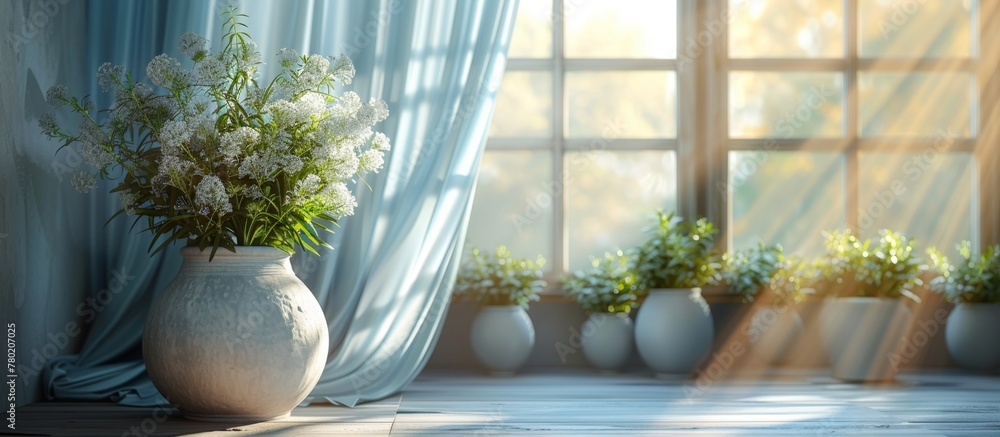Aufkleber a vase filled with colorful flowers is resting on a window sill, adding a pop of color to the room