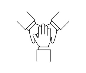 Teamwork concept with businessmen hands icon logo