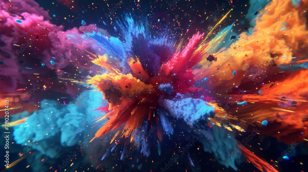 Poster the canvas erupts in a frenzy of colorful explosions creating a stunning visual experience.