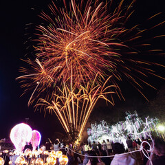 The colorful display of fireworks celebrates the fun and happiness of the night.