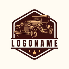 Vintage car logo template, retro car vector illustration
