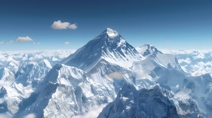 Stunning D Rendered Panoramic Satellite View of Majestic Everest Peak in the Himalayas Mountain...