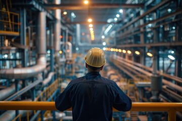 Industrial Engineer Overlooking Machinery at a Manufacturing Plant