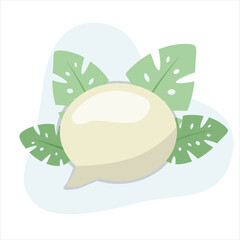 Comment bubble flat vector Illustration Icon decorated with leaves for web use for conversation, discussion, communication, message.