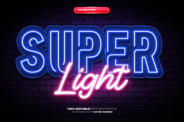 Obraz premium Super Neon Light glow editable text effect logo template
