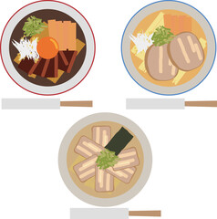 徳島ラーメンのイラストセット