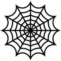 Obraz premium spider on web, black spider on web silhouette vector illustration,icon,svg,spider characters,Holiday t shirt,Hand drawn trendy Vector illustration,web on a white background