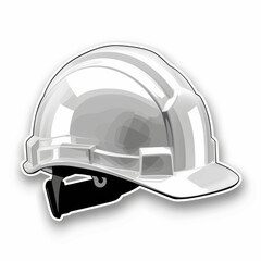 Graphic sticker illustration of a white hard hat, a symbol for safety and construction work. - obrazy, fototapety, plakaty