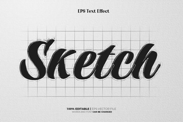 Simple Sketch editable text effect logo template 090424