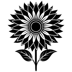 black and white sunflower, black sunflower on web silhouette vector illustration,icon,svg,flower characters,Holiday t shirt,Hand drawn trendy Vector illustration,flower on a white background