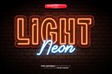 Orange Blue Neon Light glow editable text effect logo template