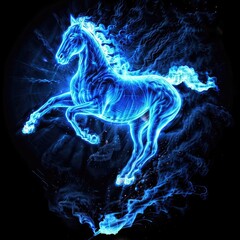 Obraz na płótnie Canvas Blue fiery running horse. Generative AI
