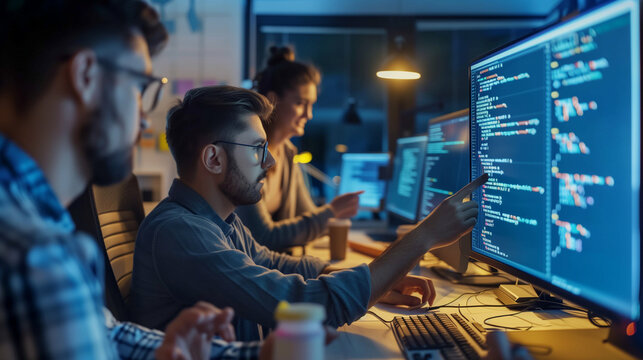 software developers or data scientists working in a team, team work concept  - Powered by Adobe