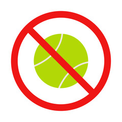 No Tennis Ball Sign on White Background