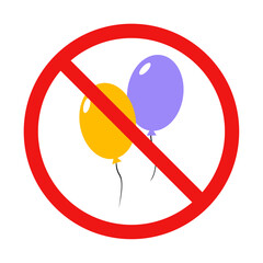 No Balloons Sign on White Background