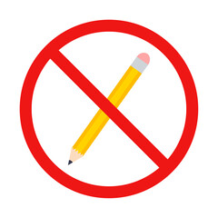 No Pencil Sign on White Background