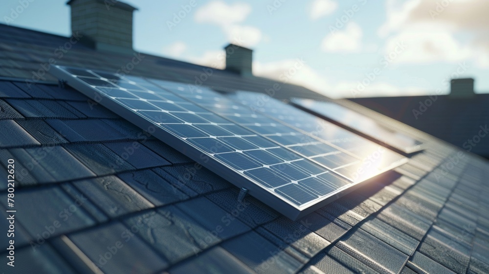 Poster a closeup of a solar panel being installed on a rooftop demonstrating the simple and accessible inst
