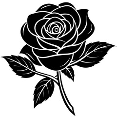 black rose isolated on white, black rose on web silhouette vector illustration,icon,svg,flower characters,Holiday t shirt,Hand drawn trendy Vector illustration,rose on a white background