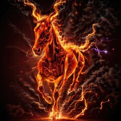 Fiery horse. Generative AI