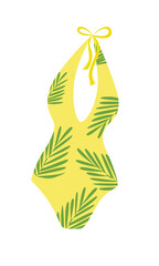 One piece swimsuit vector. Fashion monokini. Female stylish swimwear. Flat beach clothing. Summer element. Cartoon flat vector isolated on white background.